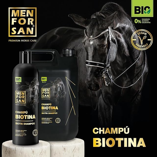 Foto 3 de 7 de MENFORSAN Champú Con Biotina Caballos, Sin fragancia, Gris, 1 l (Paquete de 1)