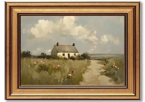 Vintage Gold Frame Countryside Farmhouse Canvas Wall Art Vintage Outskirts