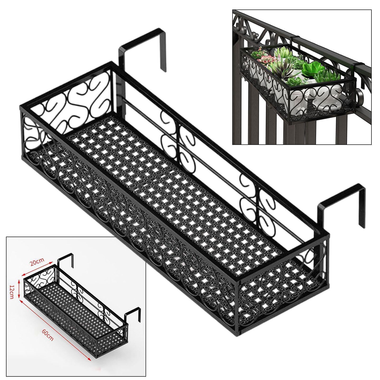 Support à plantes durable pour pots de fleurs, étagère suspendue pour jardinière, balcon terrasse. Idéal pour mettre en valeur vos fleurs tout en gardant l'espace, Noir, 60 cm