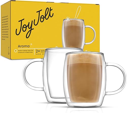 Miniatura 9 de JoyJolt juego de 2 vasos de doble pared, tazas con aislante para 13.5 onzas, para café o té