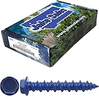 Vista 14 de Tornillos de anclaje de hormigón azul de 1/4 pulgadas x 1-3/4 pulgadas, acero al carbono endurecido, para interior y exterior, tornillos resistentes