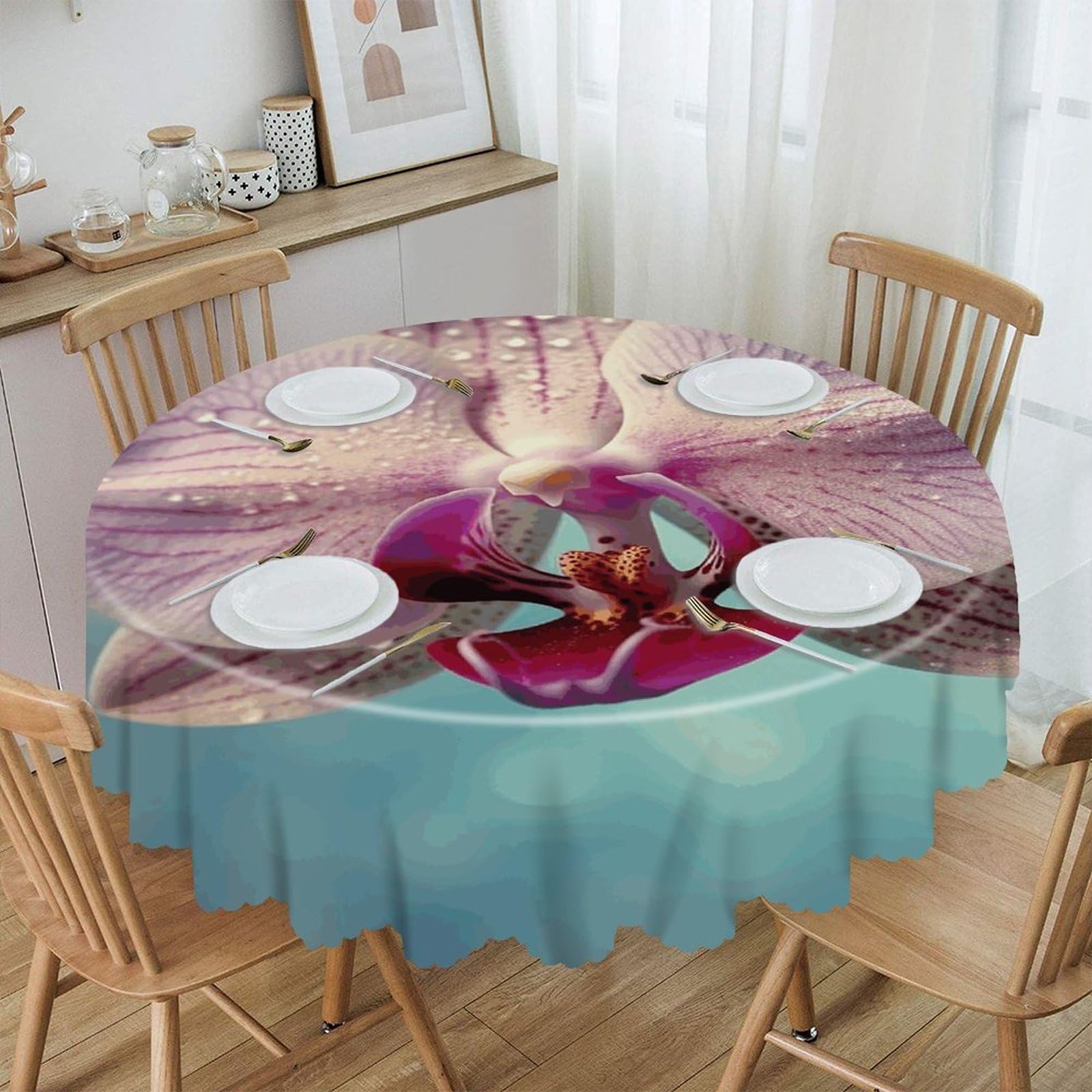 VstaDank - 60 inch round tablecloth easy clean round thick decorative polyester tablecloth for dining kitchen party farmhouse outdoor