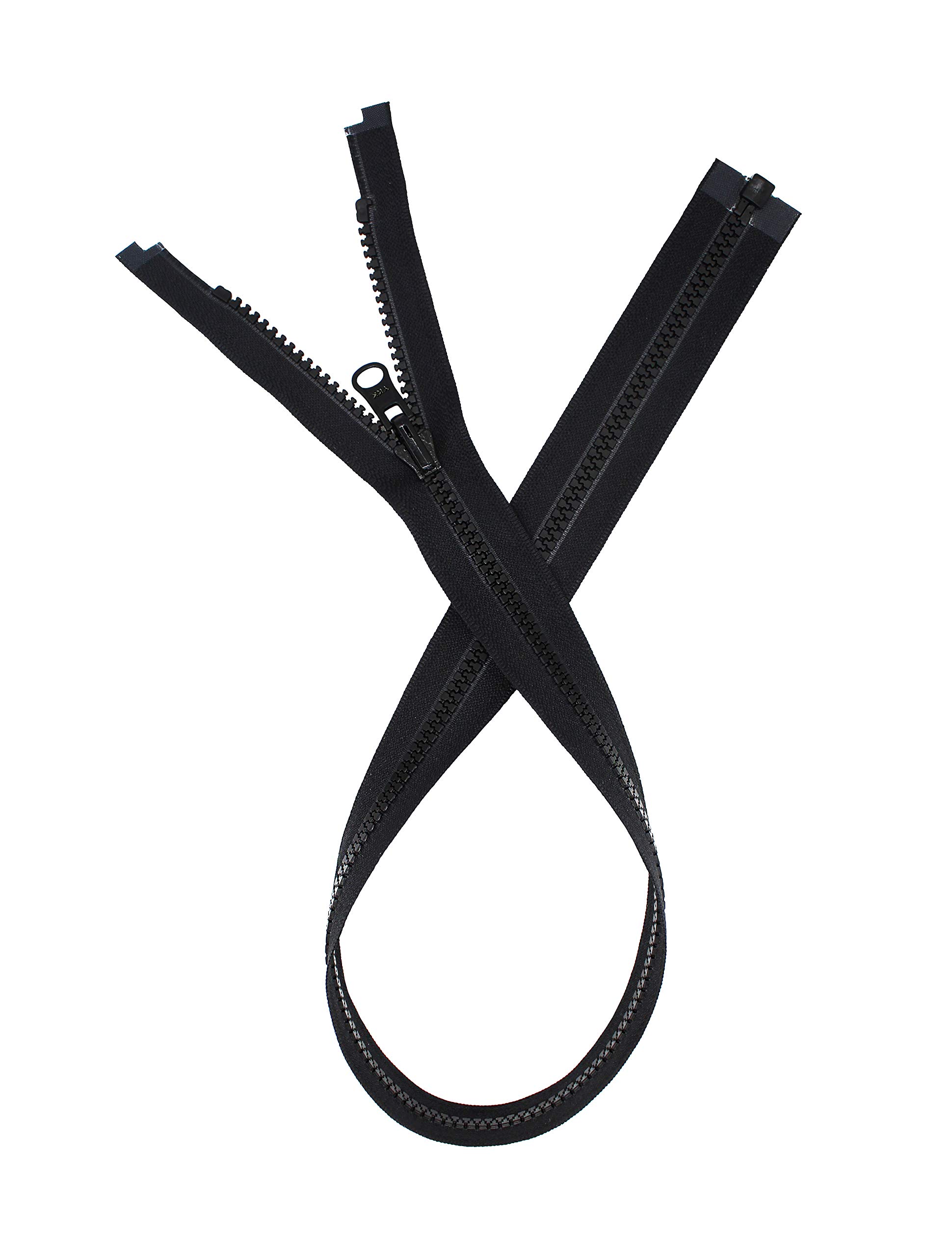 Vislon Ski & Sport Jacket Zipper Reversible Slide #5 Molded Plastic Separating End Color BLACK Made in USA - Custom Length (26)