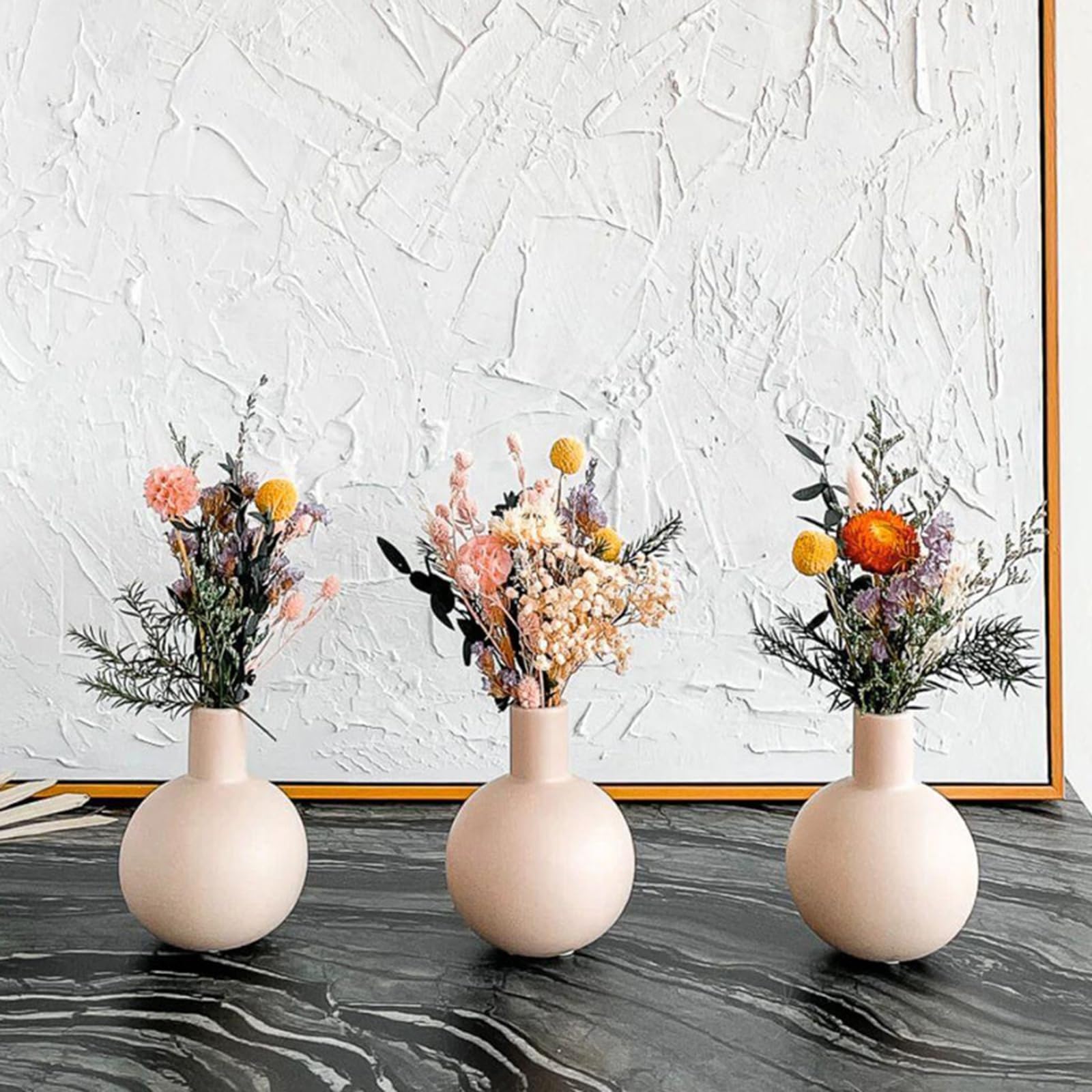 Set di 4 mini vasi in ceramica per fiori, piccoli vasi, vasi da fiori per soggiorno, design geometrico, vaso decorativo per erba della pampa