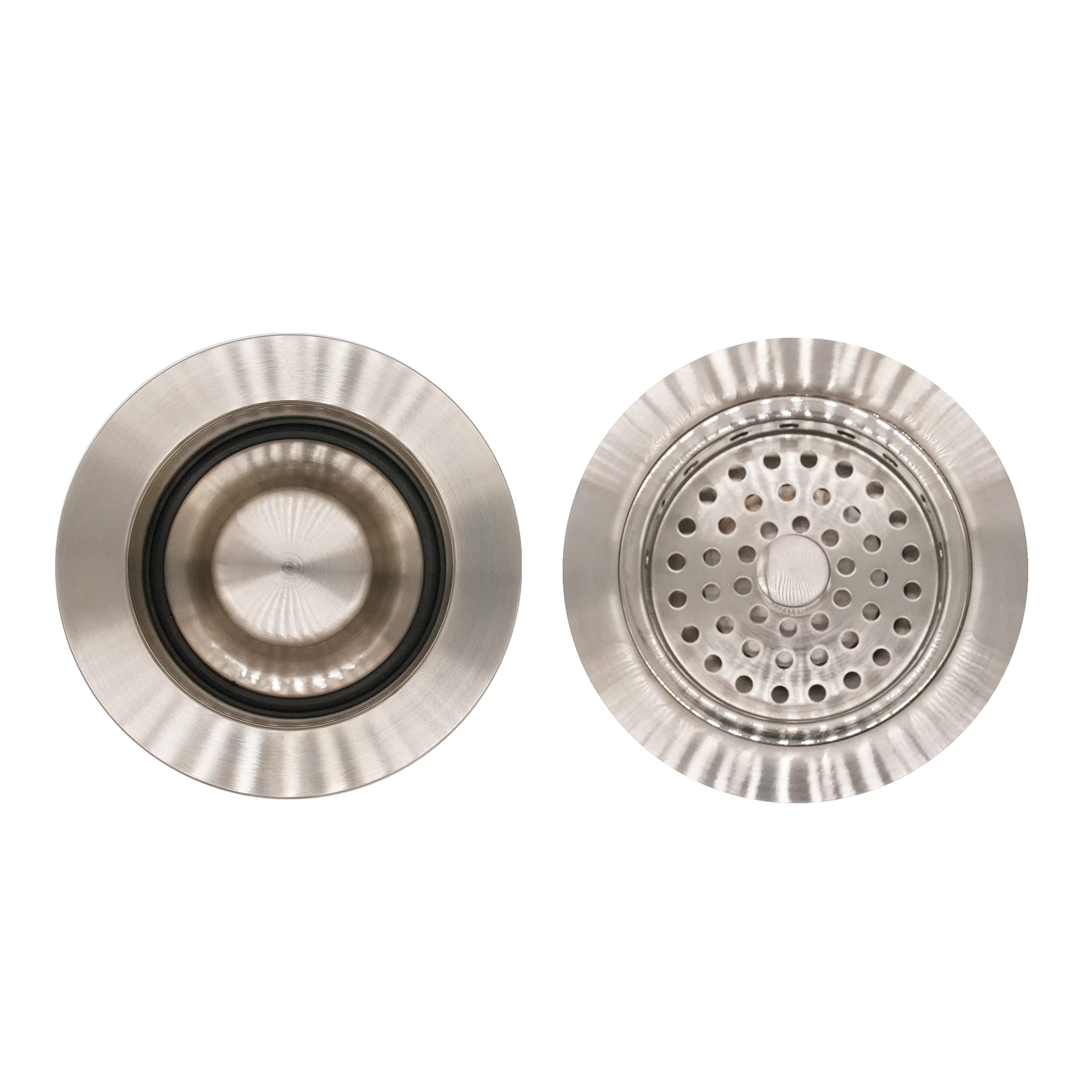 Westbrass CO2185-20 Combo Pack 3-1/2 "Post Style Large Kitchen Sink Basket Filtro e scarico rifiuti Flangia con Stopper, Acciaio Inox