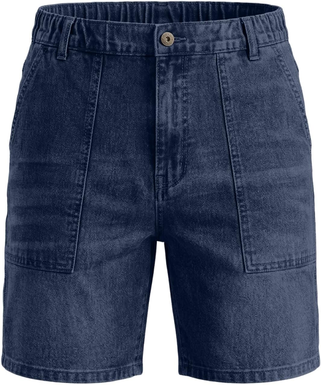 Men's Jorts Baggy Jean Shorts Mid Waist Vintage Summer Denim Shorts Wide Leg Casual Solid Color Denim Short