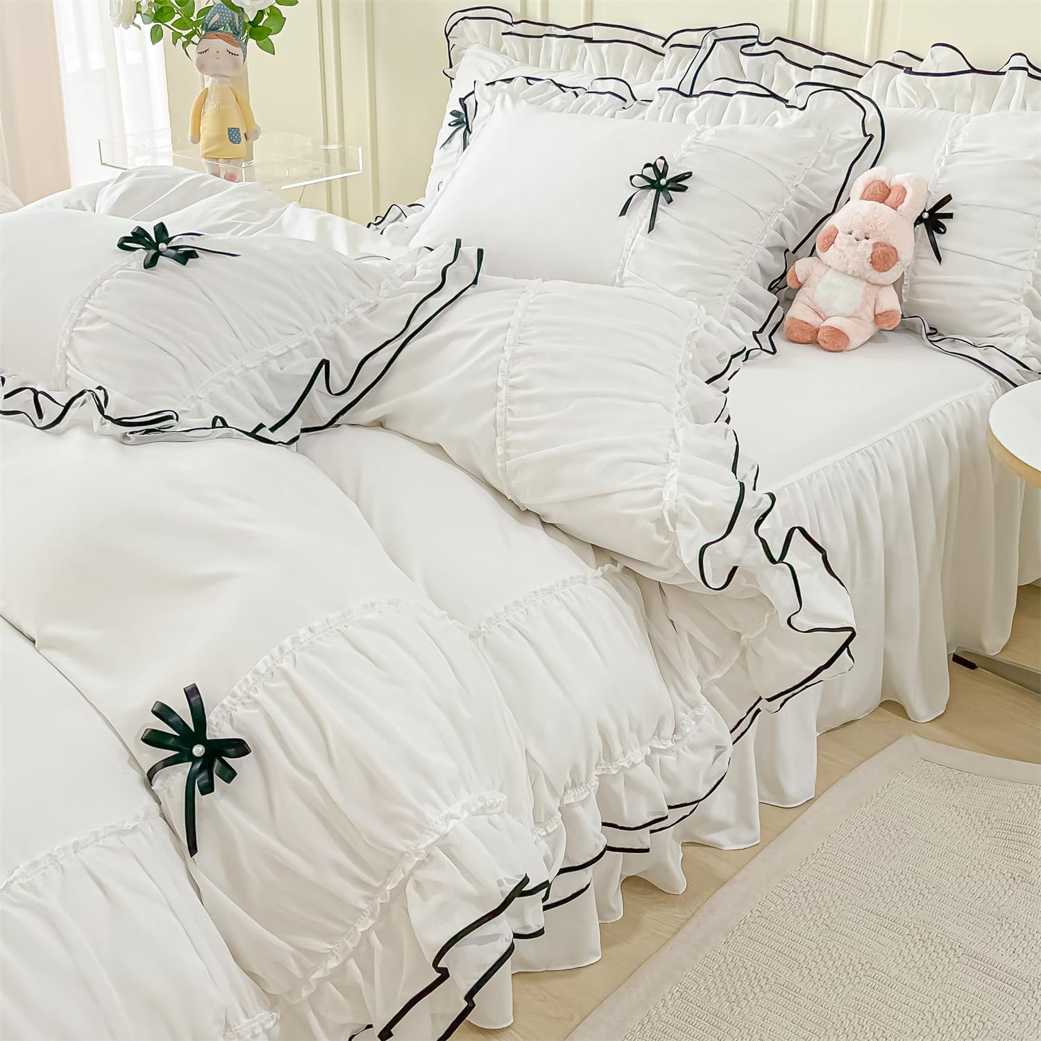 Parure de lit enfant blanche 3 pièces avec housse de couette