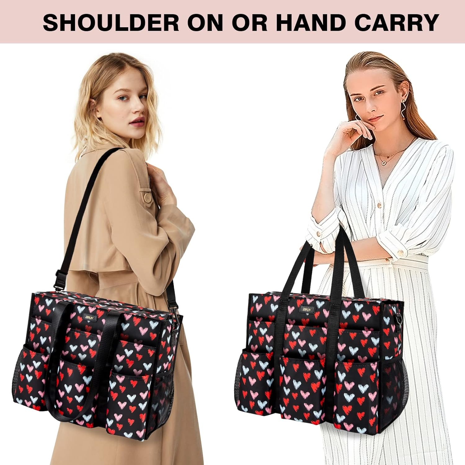 IBFUN Utility Tote Bag with 14/24 Pockets Zip Top Teacher Tote Bag for Teacher/Work Women - Image 2