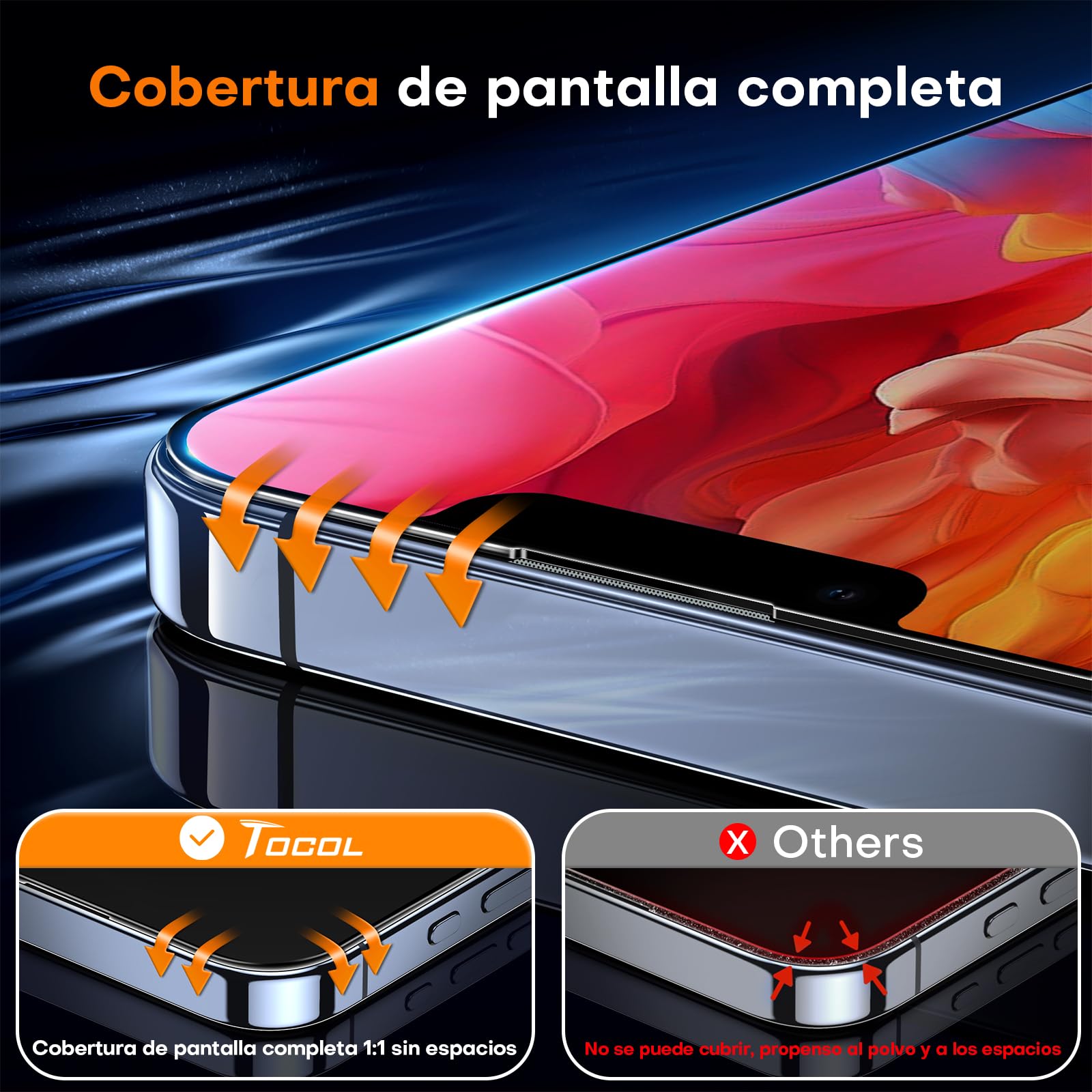 TOCOL Pellicola Protettiva per iPhone 13 Pro 6,1 Pollici, Rimozione Automatica Della Polvere, Installazione Rapida,HD e Altamente Trasparente, Anti-Impronta Senza Bolle, Durezza 9H Vetro, 2 Pezzi