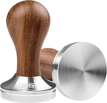 HIBREW 51mm Coffee Tamper, Solid Walnut Wood Handle Espresso Tamper with Stainless Steel Base, Professional Barista Coffee Press Tool for 51mm Portafilter, Espresso Machine Accessory