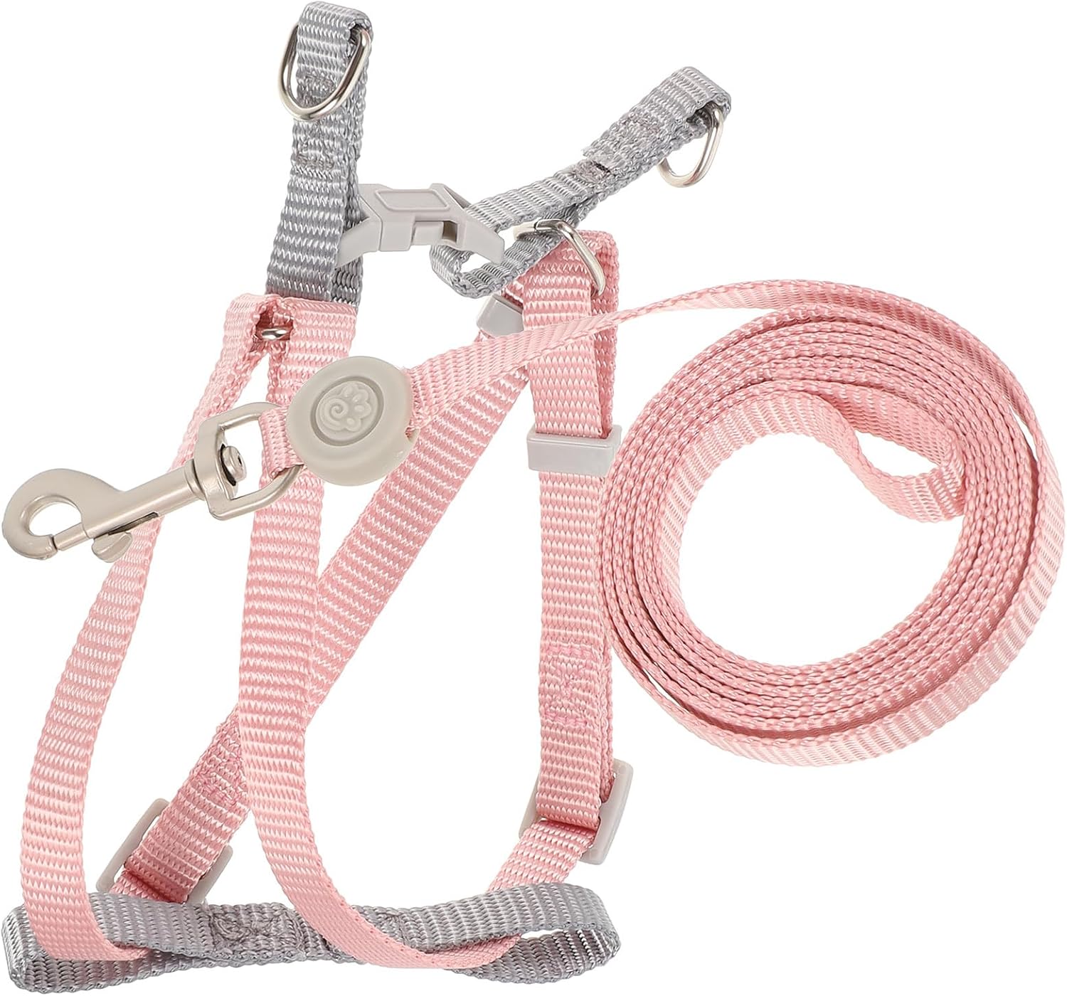Levemolo Small Adjustable Pink Cat Harness and Leash Set Soft Nylon Kitten Walking Rope for Outdoor Use
