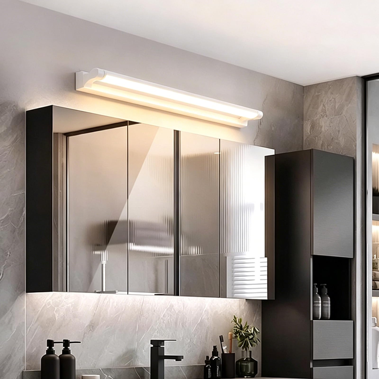 LED Spiegelleuchte Bad Wandleuchten Modern Minimalistisch Wandbeleuchtung Bildbeleuchtung Make-up Wandleuchte für Badschrank Spiegelschrank Schminktisch Wohnzimmer (Schwarzes Warmes Licht,60cm)