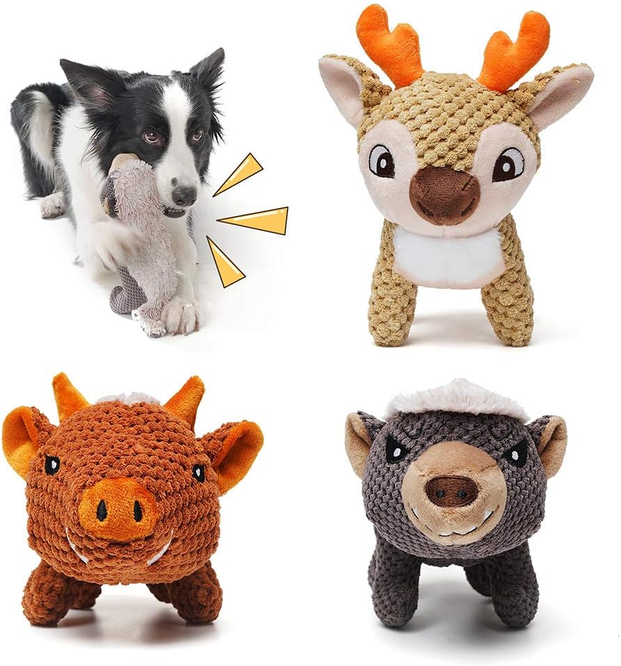 Sedioso Stuffed Dog Chew Toys,(3-Pack) Tug of War Plush Dog Toy for Large Breed, Cute Animal Squeaky Dog Toys, Soft Dog Toys for Puppy, Small, Middle, Big Dogs