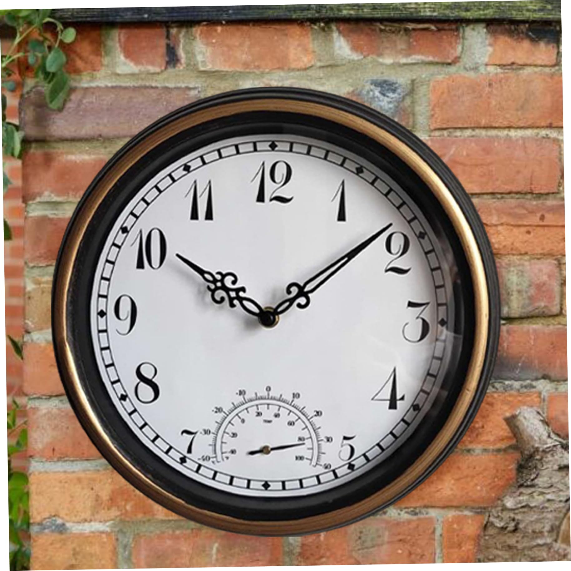 Orologio da parete per esterni resistente alle intemperie da 12 pollici con termometro, orologio silenzioso senza ticchettio per patio, piscina, giardino, portico e bagno