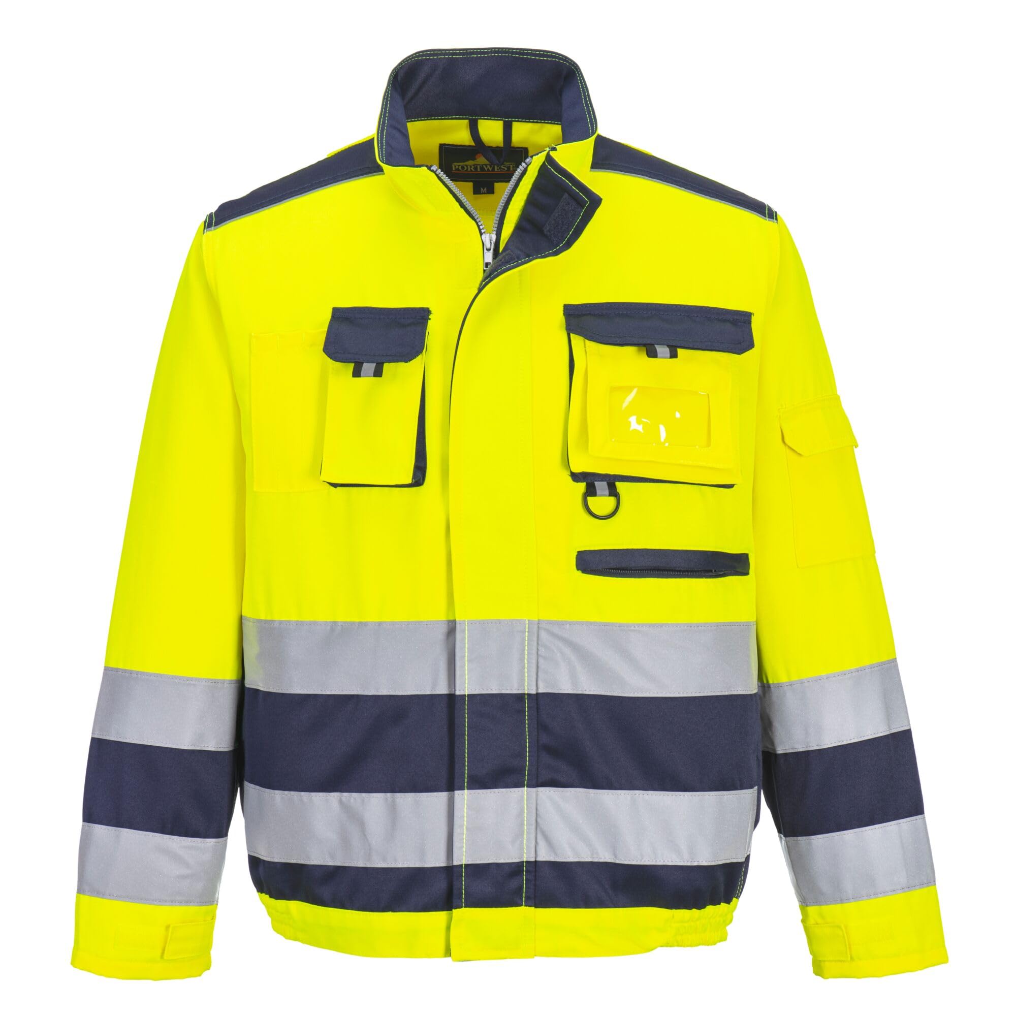 Portwest Chaqueta De Alta Visibilidad Lille, Tamaño: XL, Color: Amarillo/Marino, TX50YNRXL