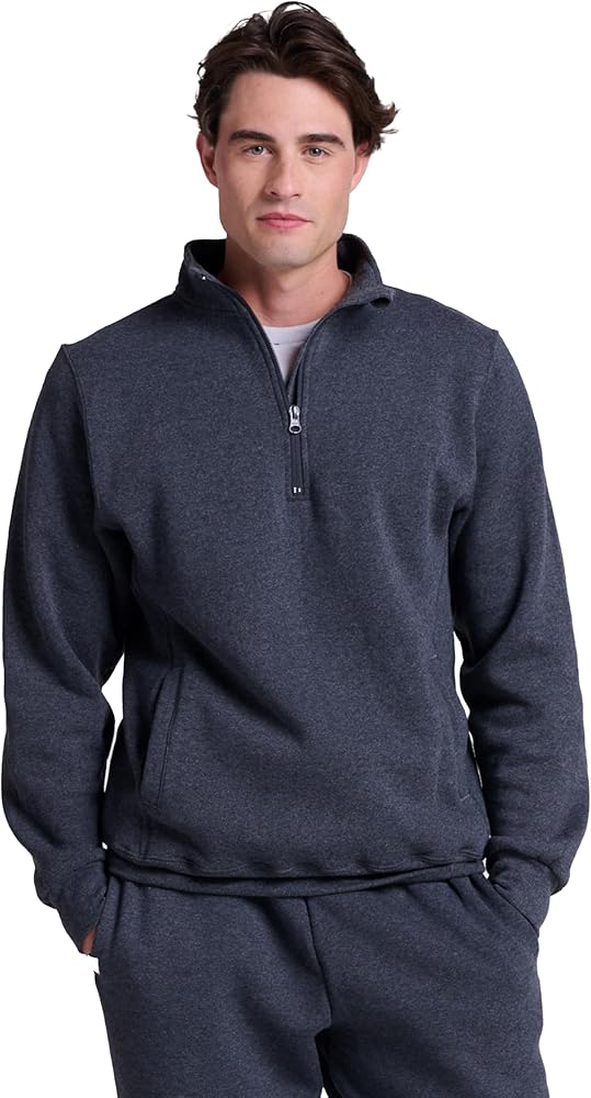 Russell Athletic Men's Dri-Power Fleece 1/4 Zip Cadet, Black