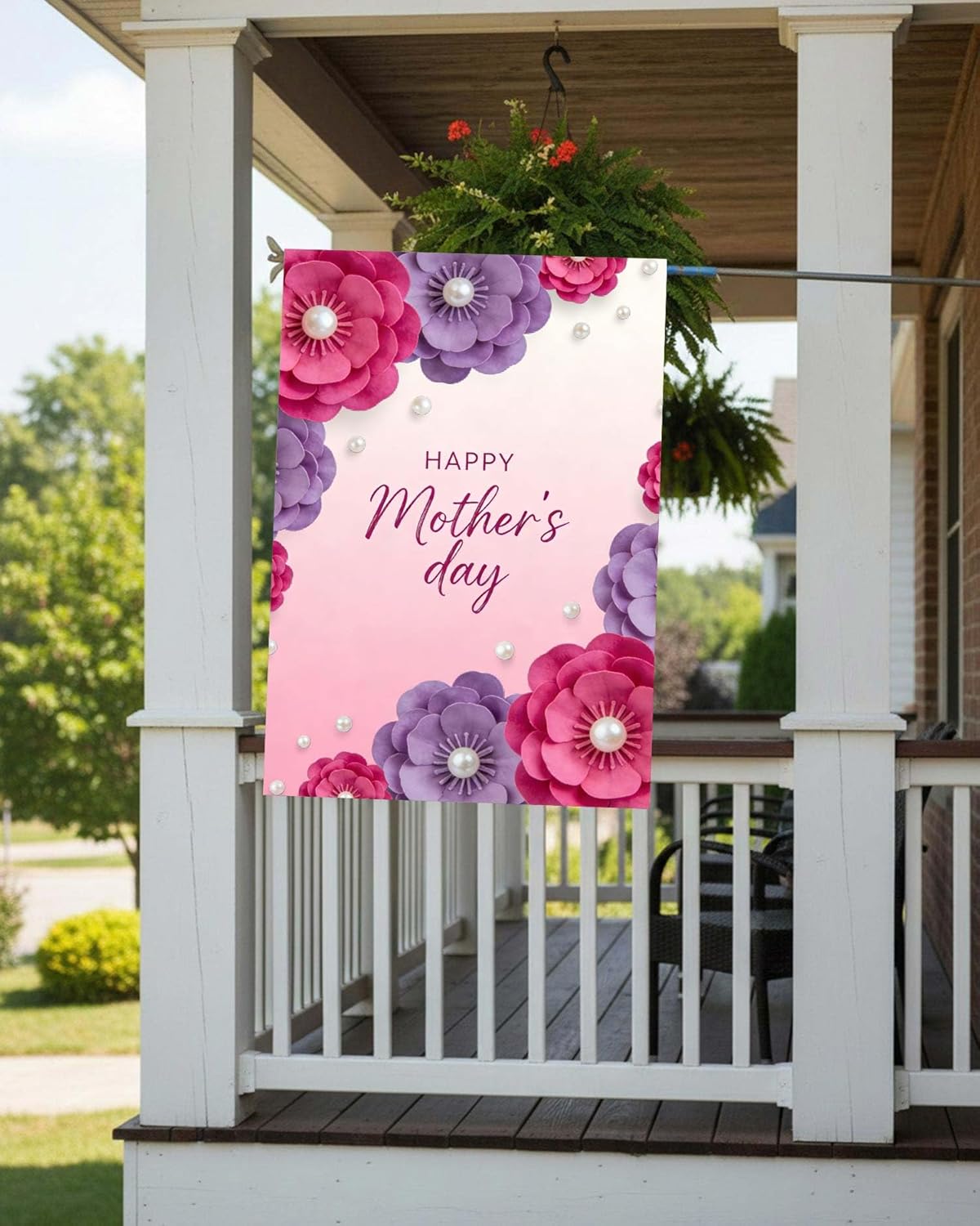 Happy Mothers Day Love You Best Mom Floral Flower Blossom House Flag 28" x 40" Double Sided Polyester Welcome Yard Garden Flag Banners for Patio Lawn Home Outdoor Decor