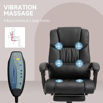 Vinsetto High Back Massage Office Chair 6 Vibration Points Remote Black