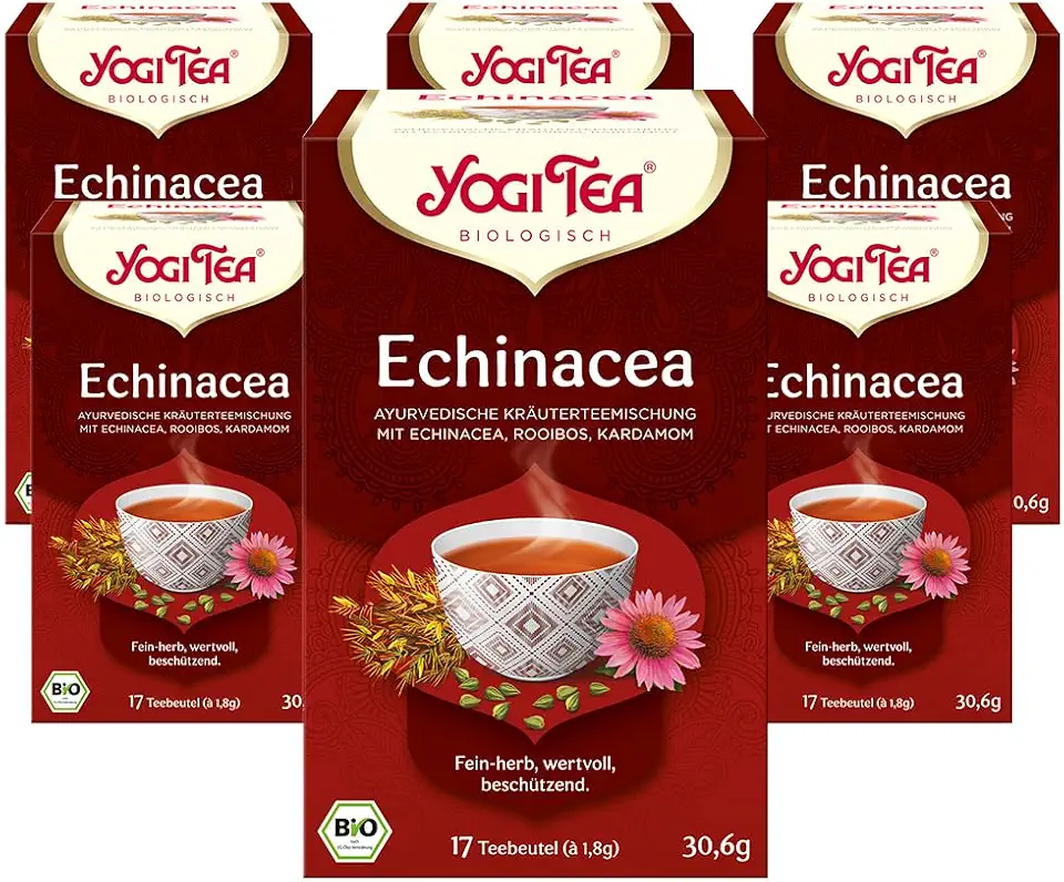Rooibos-Tee: So gesund ist das südafrikanische Nationalgetränk 11 Yogi Tea Echinacea, Ayurvedischer Bio Gewürzteevon Natur aus Koffeinfrei, mit Rooibos und Gewürzen des Orients, 6x17 Beutel (102 Teebeutel insgesamt)