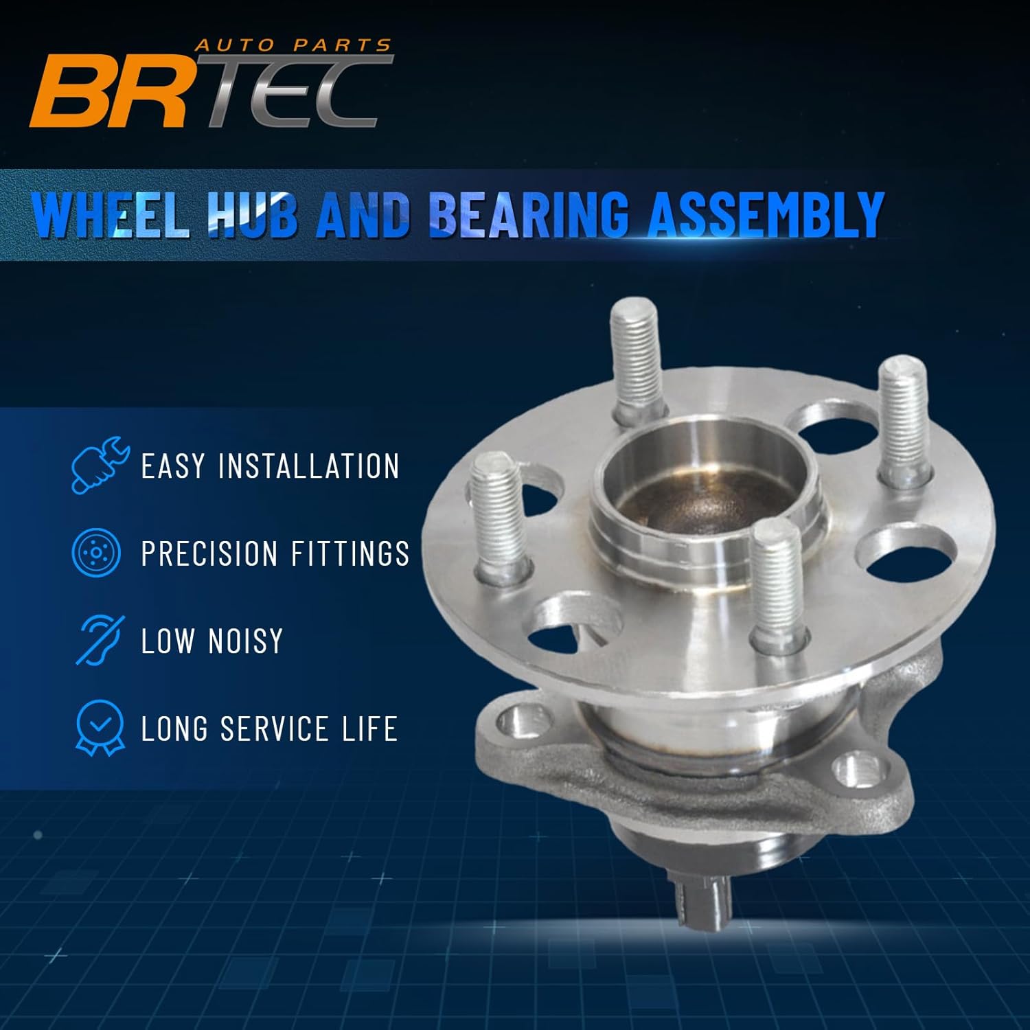 512370 Rear Wheel Hub and Bearing Assembly for Toyota Prius C 2012-2014, for Toyota Yaris 2006-2014 4 Lug W/ABS