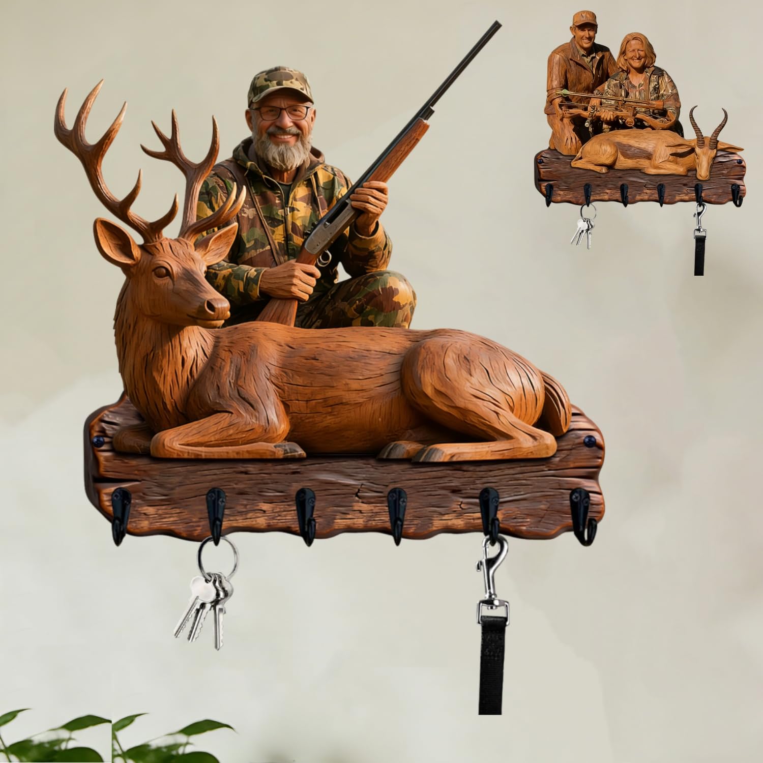 Porte-clés de chasse personnalisé bois pour ne plus perdre ses clés dans l'entrée