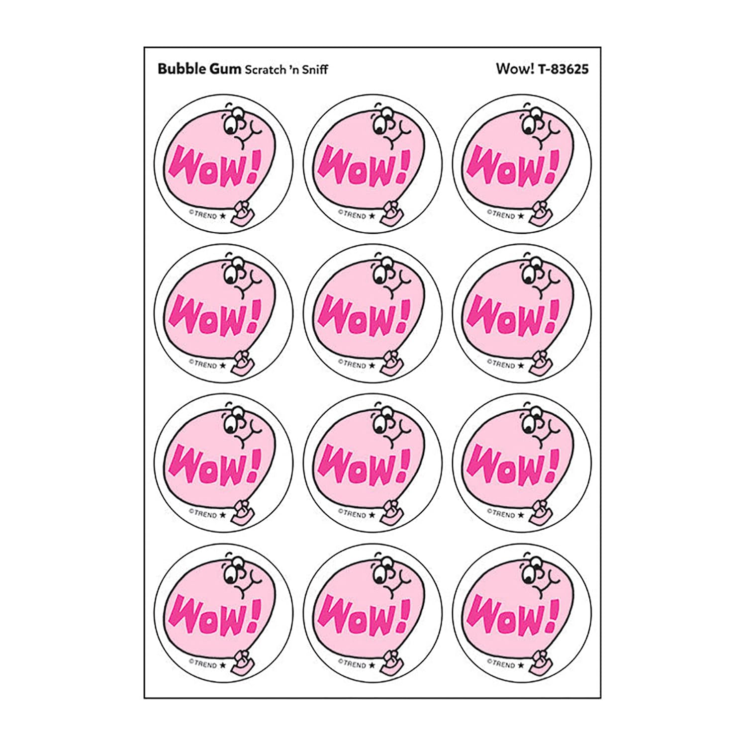 Trend Enterprises Wow!/Bubble Gum Retro Stinky Stickers by 24 Seals/Pack - Authentic 1980s Designs!
