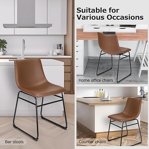 Miniatura 5 de ErgoDesign Sillas de comedor de 18 pulgadas, silla de comedor con respaldo, silla de bar para cocina, sala de estar, café, juego de 2