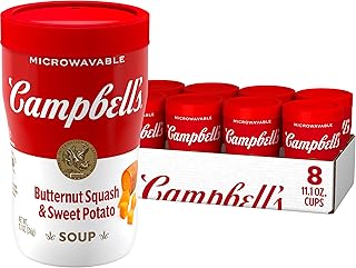 Campbell’s Sipping Soup, Butternut Squash and Sweet Potato Soup, 11.1 oz Microwavable Cup (8 Pack)