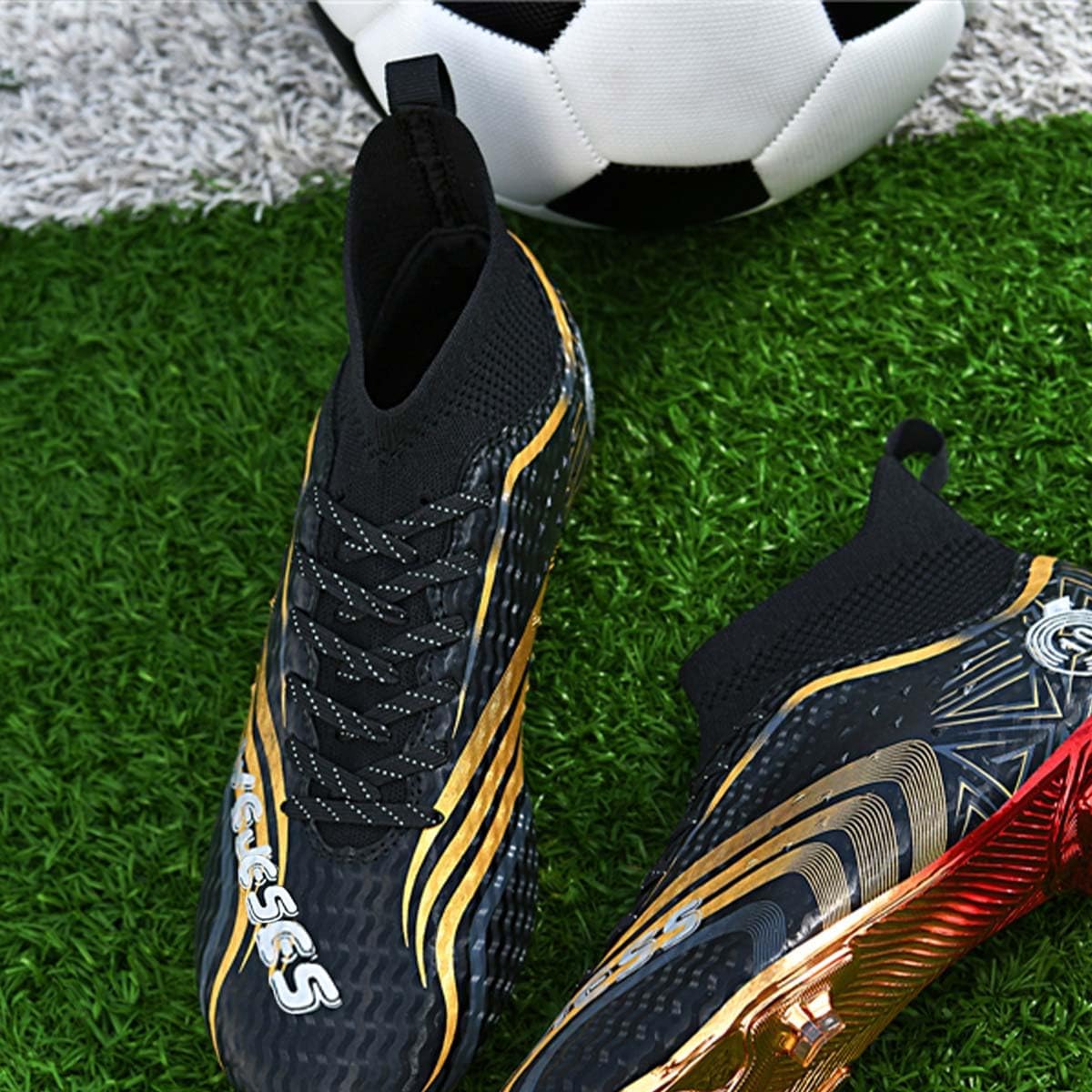 Maylrvjv Soccer Soccer Mens High-Top Ankle: Soccer Cleats for Boys Comfortable Breathable Youth's Football Boots Outdoor Turf Firm Ground Cleats,White