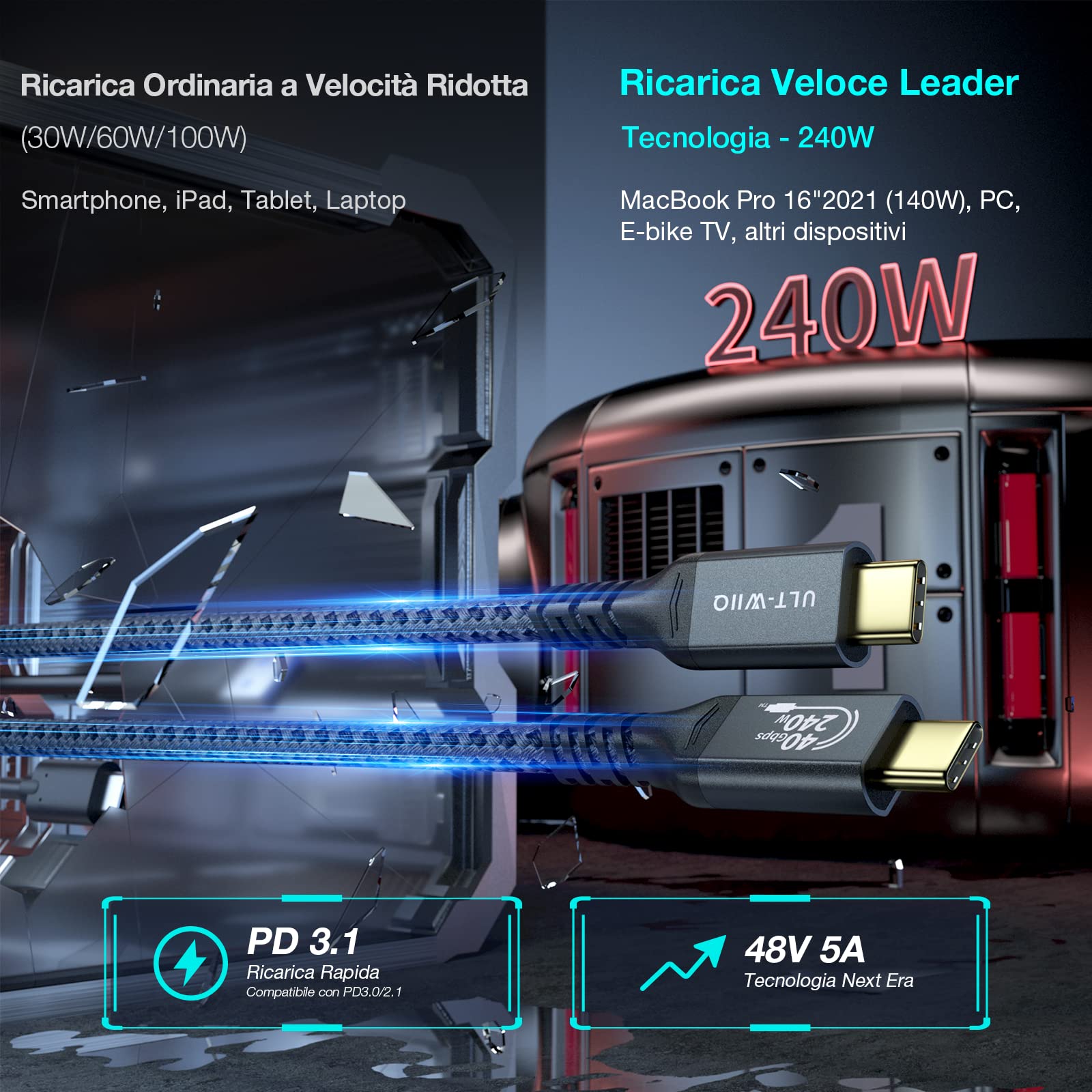 Adattatore USB C Femmina A Femmina 40Gbps - Supporta 8K@60Hz E Ricarica 100W, Compatibile Thunderbolt 3/4 - Foto 14