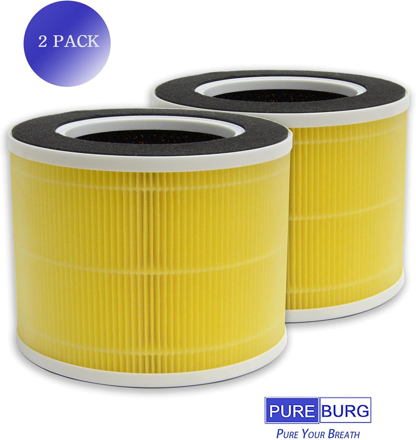 PUREBURG RP-AP088 Replacement Filters Compatible with RENPHO RP-AP088-F1 Fits RP-AP088W RP-AP088B Air Purifiers,2-Pack H13 HEPA Activated Carbon 2-in-1