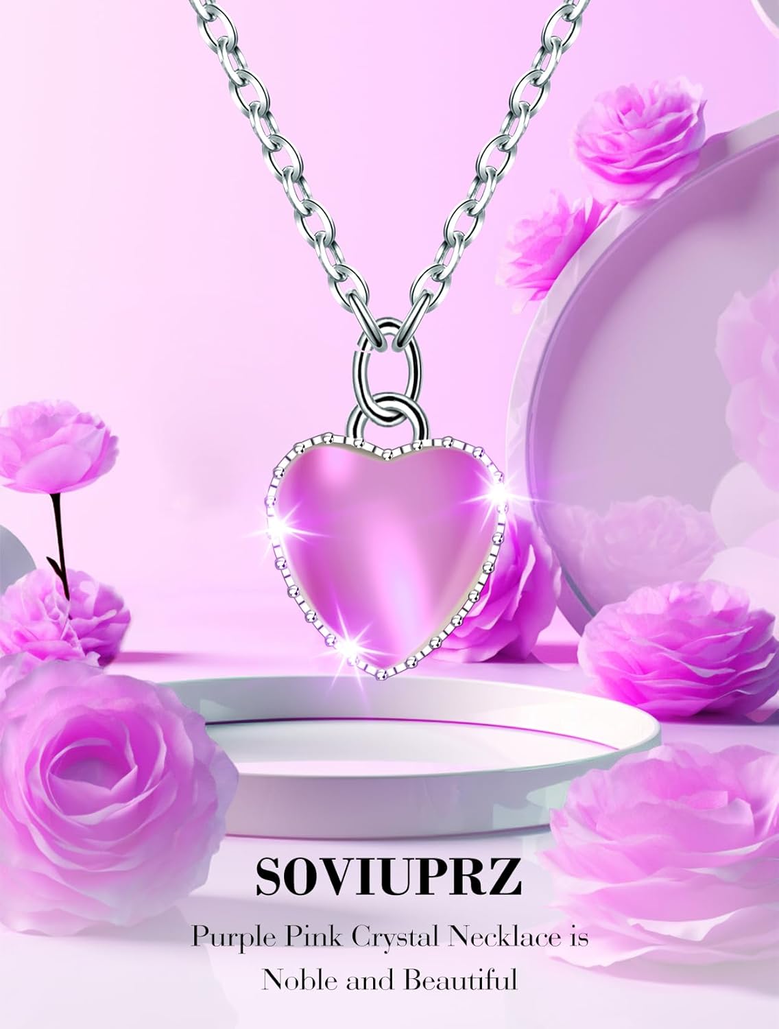 Forever Red Roses in A Box Preserved Rose with Rainbow Necklace Heart Box to My Love Birthday Gift for Women Mom Wife Girlfriend - Image 6