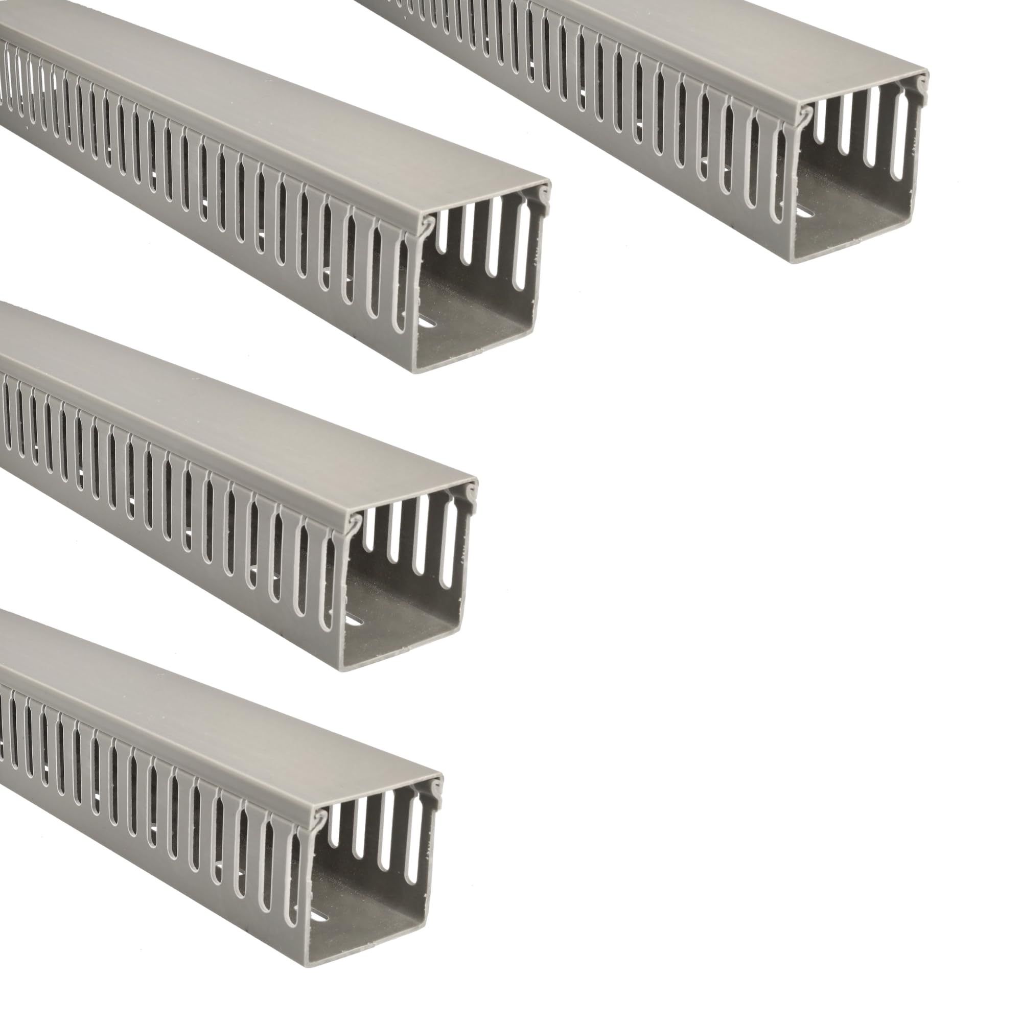 Jandei - Pack x4 Canaleta Ranurada para Cables, Organizador de Escritorio Cubierta de PVC. Color Gris. Longitud 1 Metro (60x60mm)