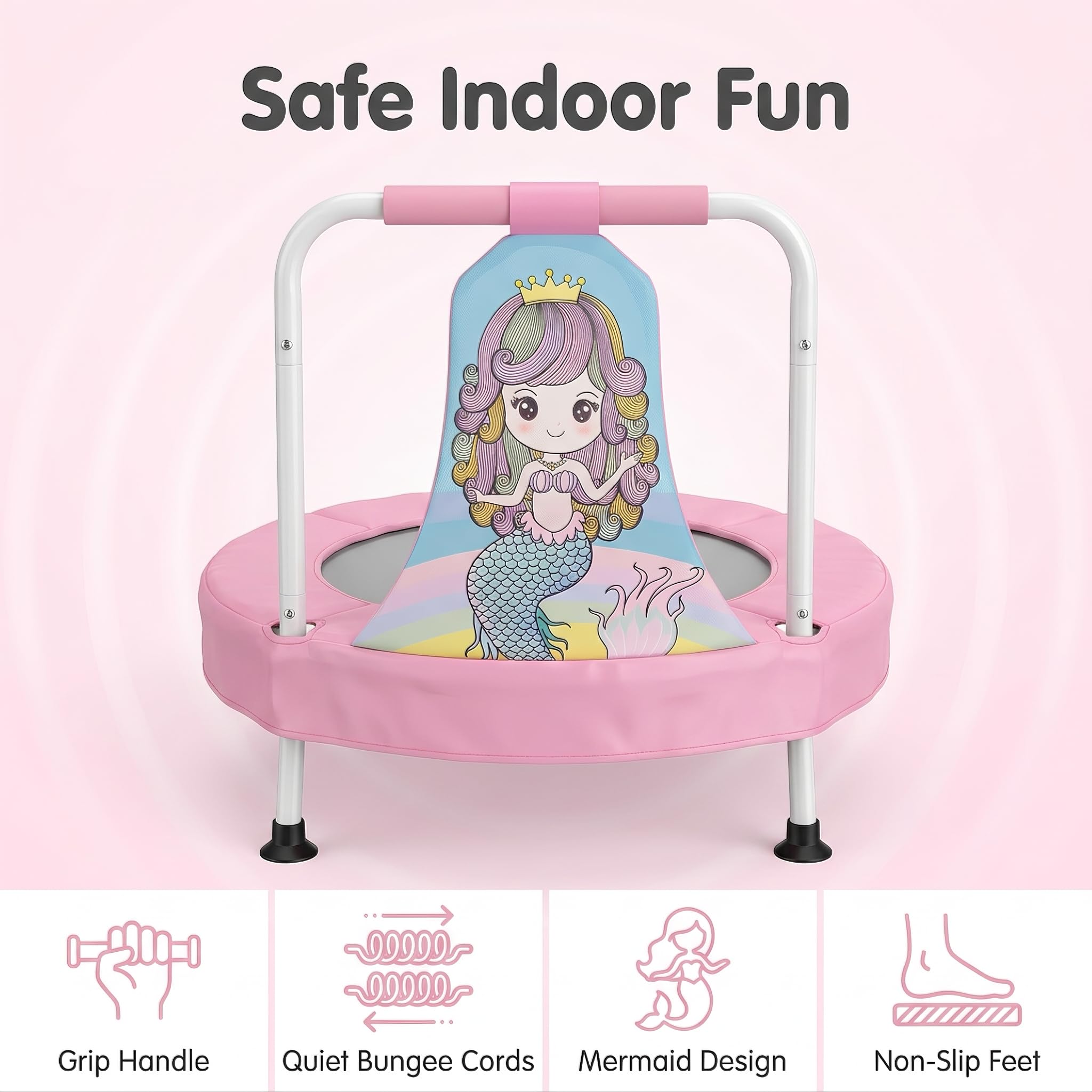 Trampolino per bambini, mini trampolino per bambini, regalo di compleanno per ragazzi e ragazze, per interni ed esterni, per bambini dai 6 mesi ai 3 anni