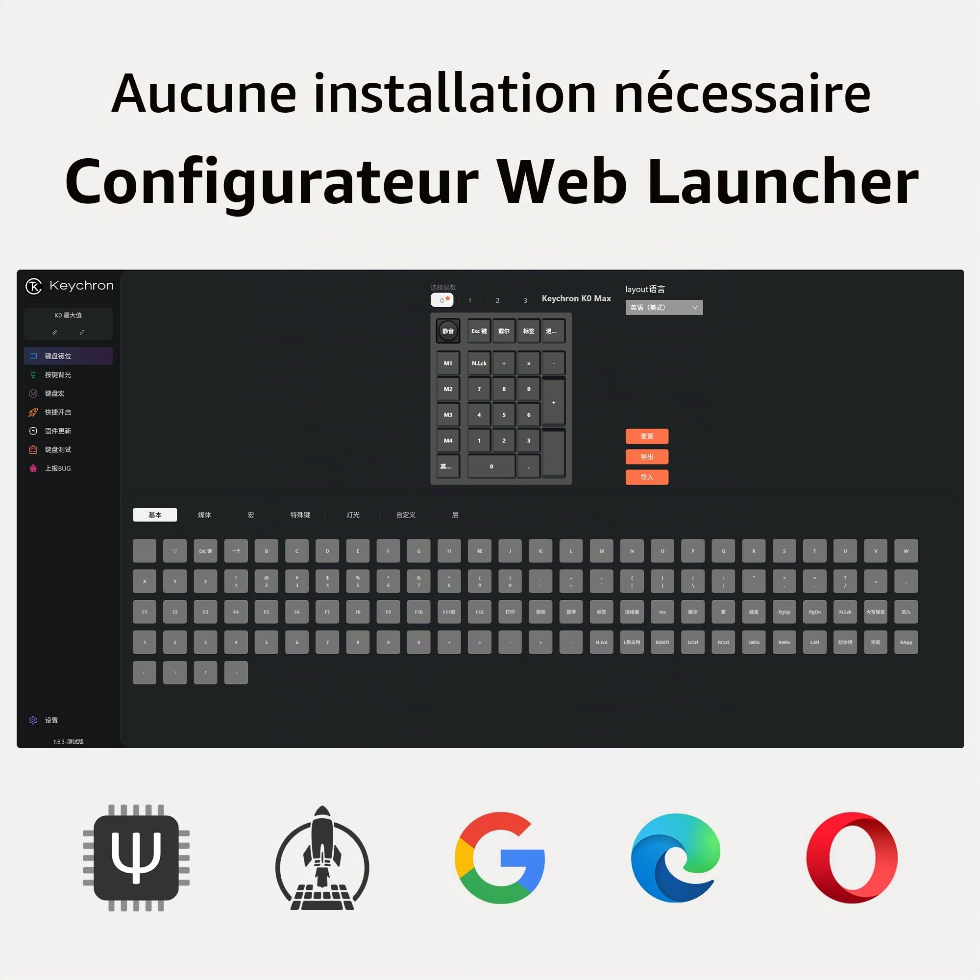 Keychron K0 Max Pavé Mumérique sans Fil Slim, 27 Touches, 1000 Hz Polling Rate, 2.4GHz/BT 5.3, QMK/Launcher,RGB, Interrupteur Rouge, Clavier Numérique Portable pour Ordinateur Portable, Tablette, PC