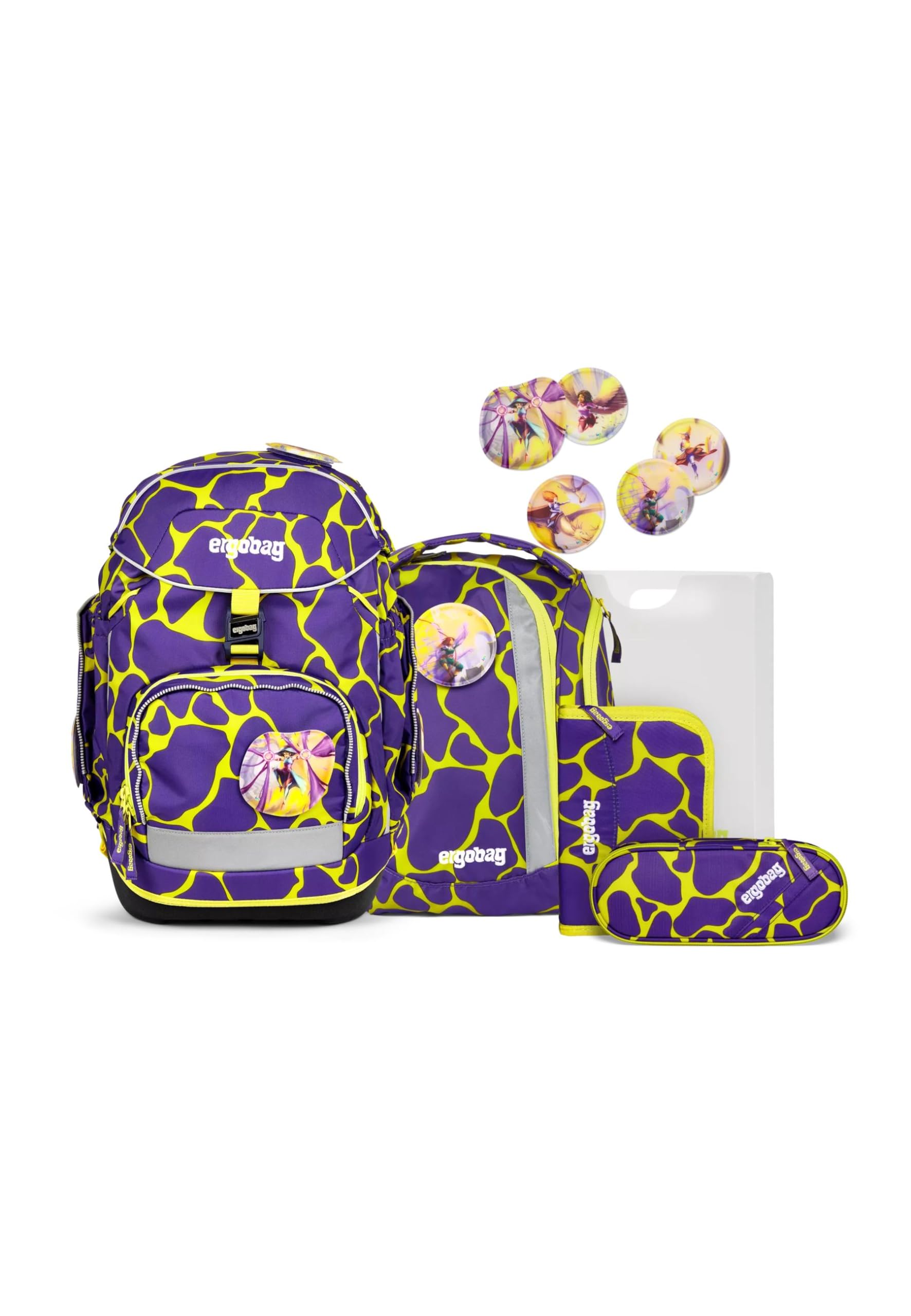ergobag pack set Zaino scolastico ergonomico e flessibile, 6 pezzi, per la prima elementare