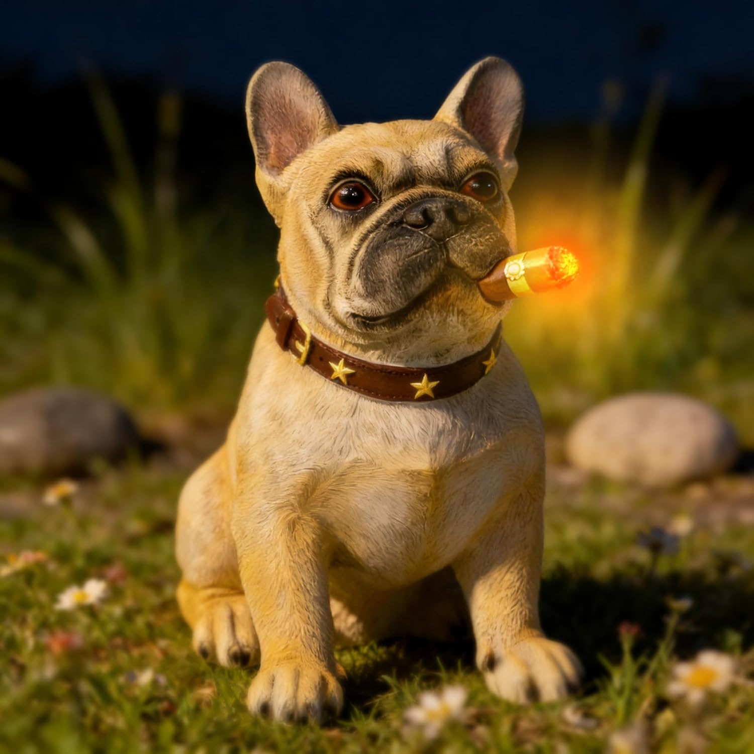 French Bulldog Solar Dog Garden Statue Frenchie Decor Outdoor Figurine image 4