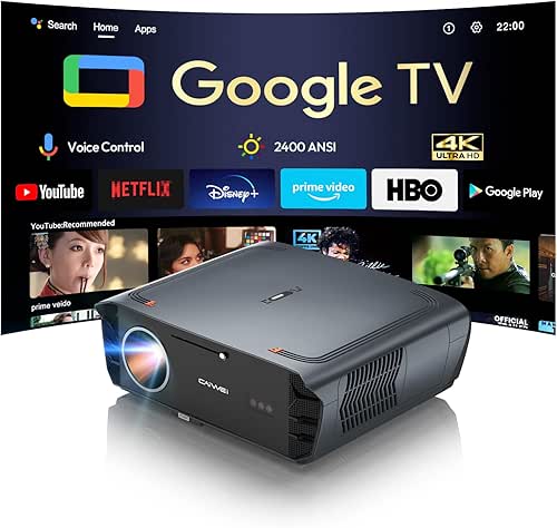 4K Smart Projector Google TV: HDR10+, 2400 ANSI, Ultra Bright