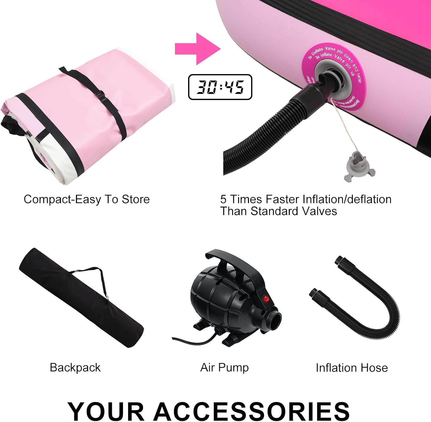 Tumble Track, Inflatable Tumbling Mat,Tumble Track Mats for Gymnastics, and Tumble Track with 8 Inches Thickness for Home, Training, Cheerleading, Yoga, Water with Pump(Pink, 16.4ft x 3.3ft x 8inch)