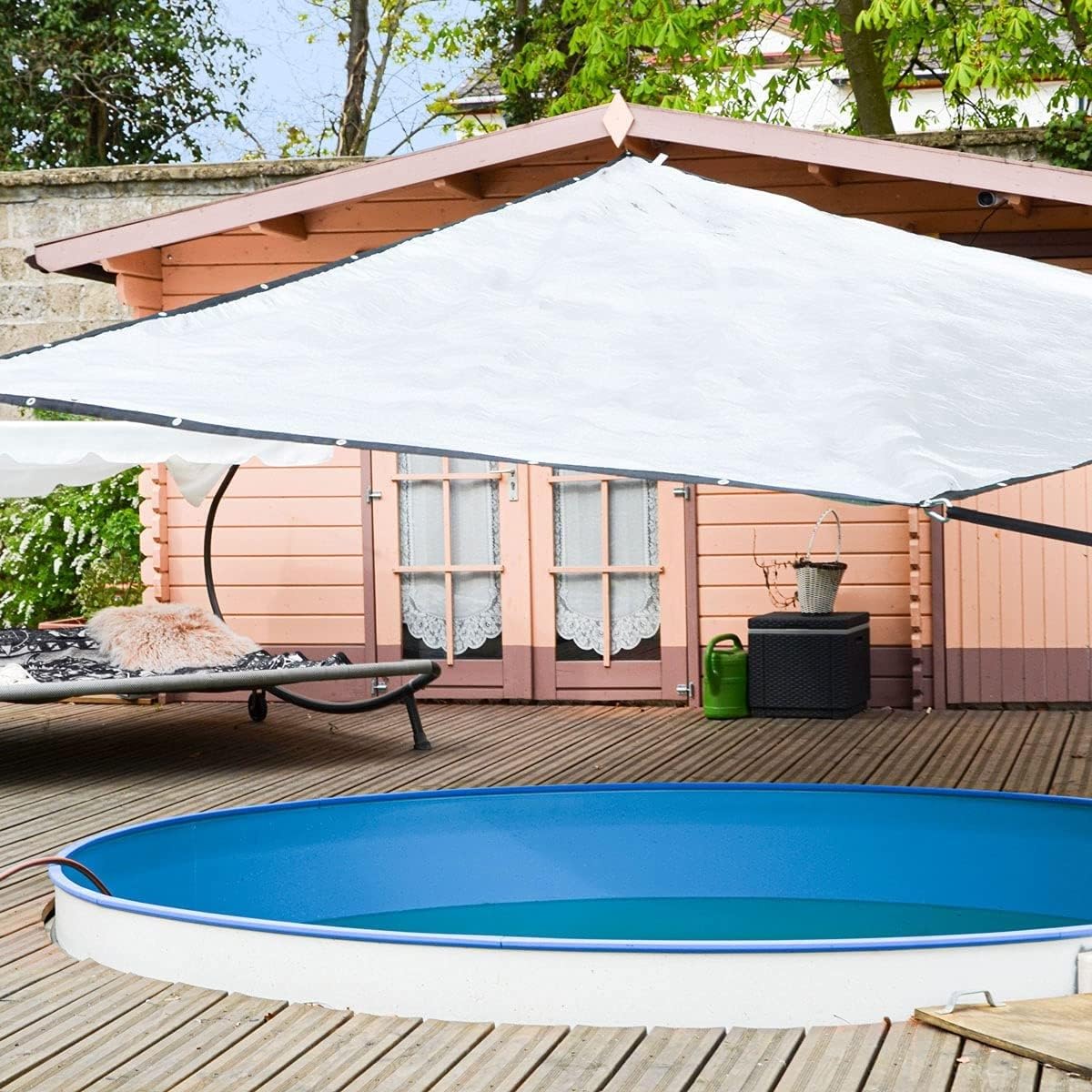 Odblaskowa tkanina chroniąca przed promieniowaniem UV, 3 x 6 m, srebrna plandeka z przelotkami, idealna do pergoli, szklarni, samochodów, roślin, domów dla psów i rozwiązań do pielęgnacji trawnika