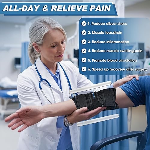 Miniatura 3 de Codera de Codo, Férula de Codo para Soporte de Túnel Cubital para Dormir - Inmovilizador para Dolor de Codo por Nervio Cubital apto para Hombres y