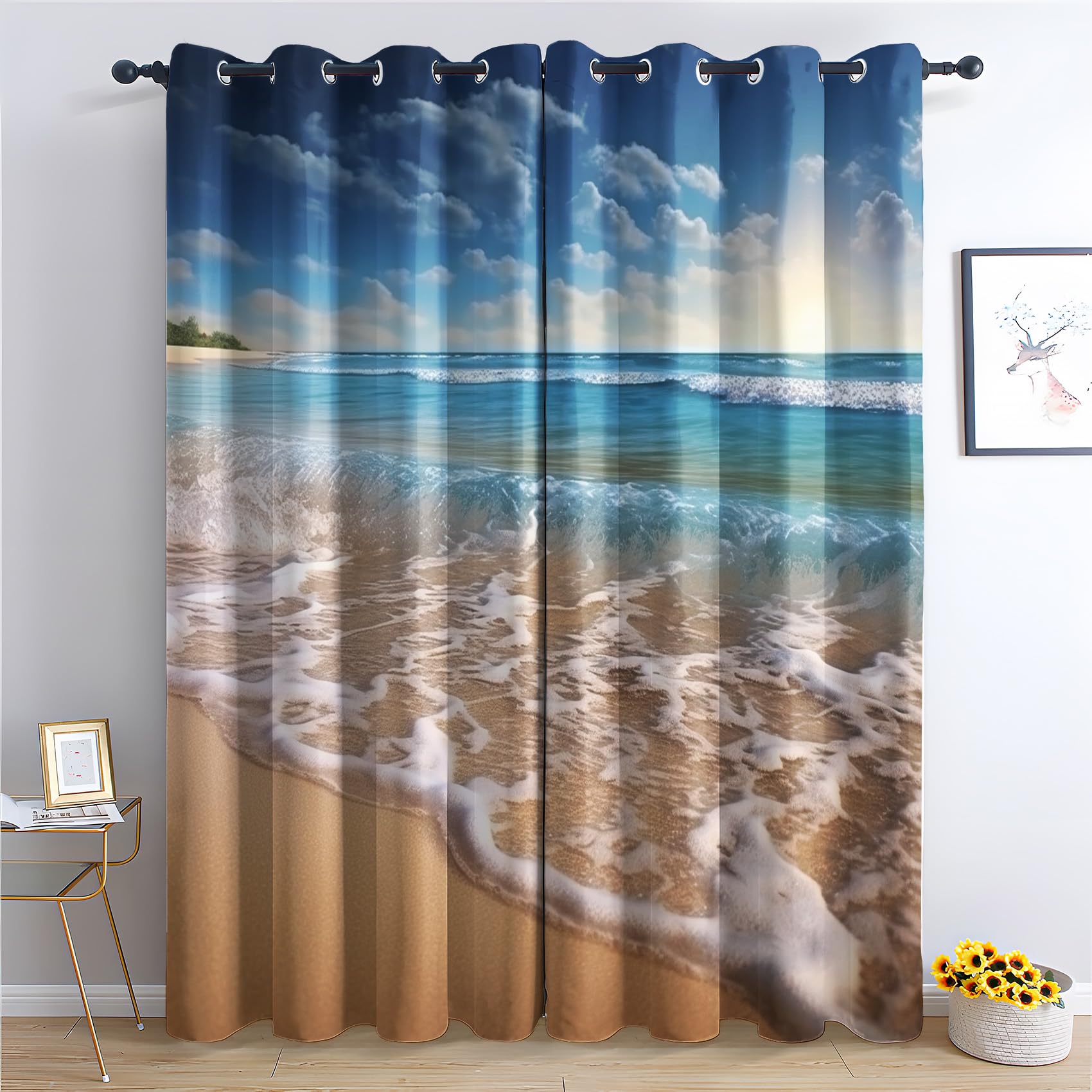 Rideau occultant thermique plage isolant du froid et du bruit lot de 2