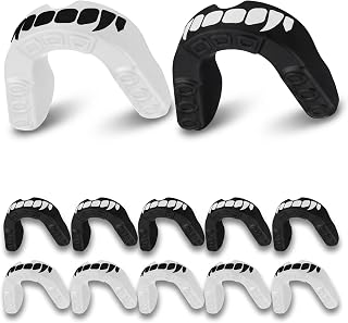 Yungyan 10 Pcs Mouth Guard for Sports Black & White Football Mouth Guards Bulk Youth Silicone Gum Teeth Armor for Football Basketball Daily Oral Protection Hockey Accessories