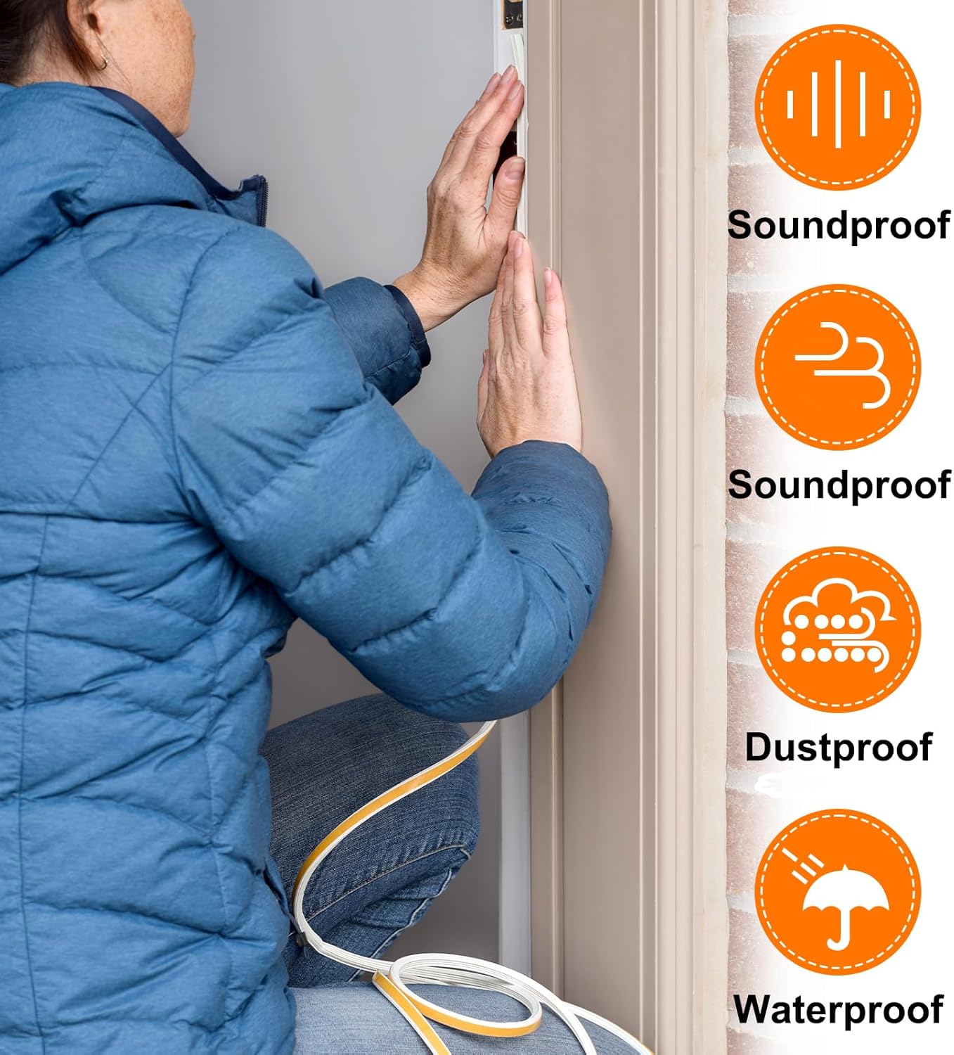 HARFINGTON Weather Stripping 4/5" x 7/25" 16.5ft Length Self-Adhesive High Density Door Seal Strip for Door Window Weatherproof Seal Strips, Soundproof Weatherstrip
