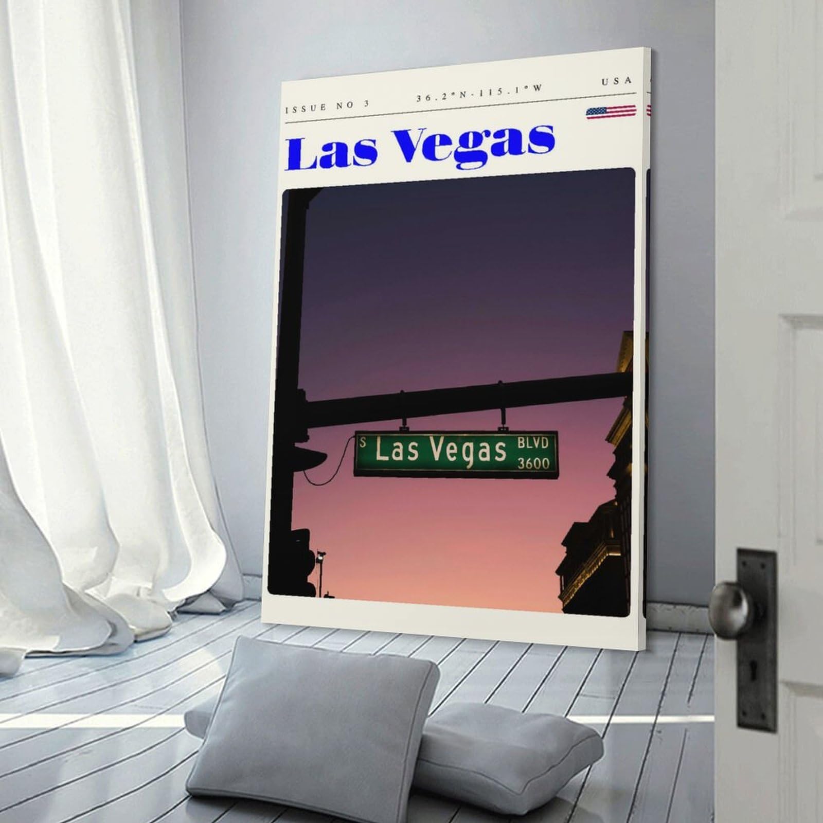 Junmoney Canvas Art Print Las Vegas Travel Art, 16x24inch(40x60cm), for Gallery Wall Layouts in Home Or Office, A Versatile Canvas Print for Layering