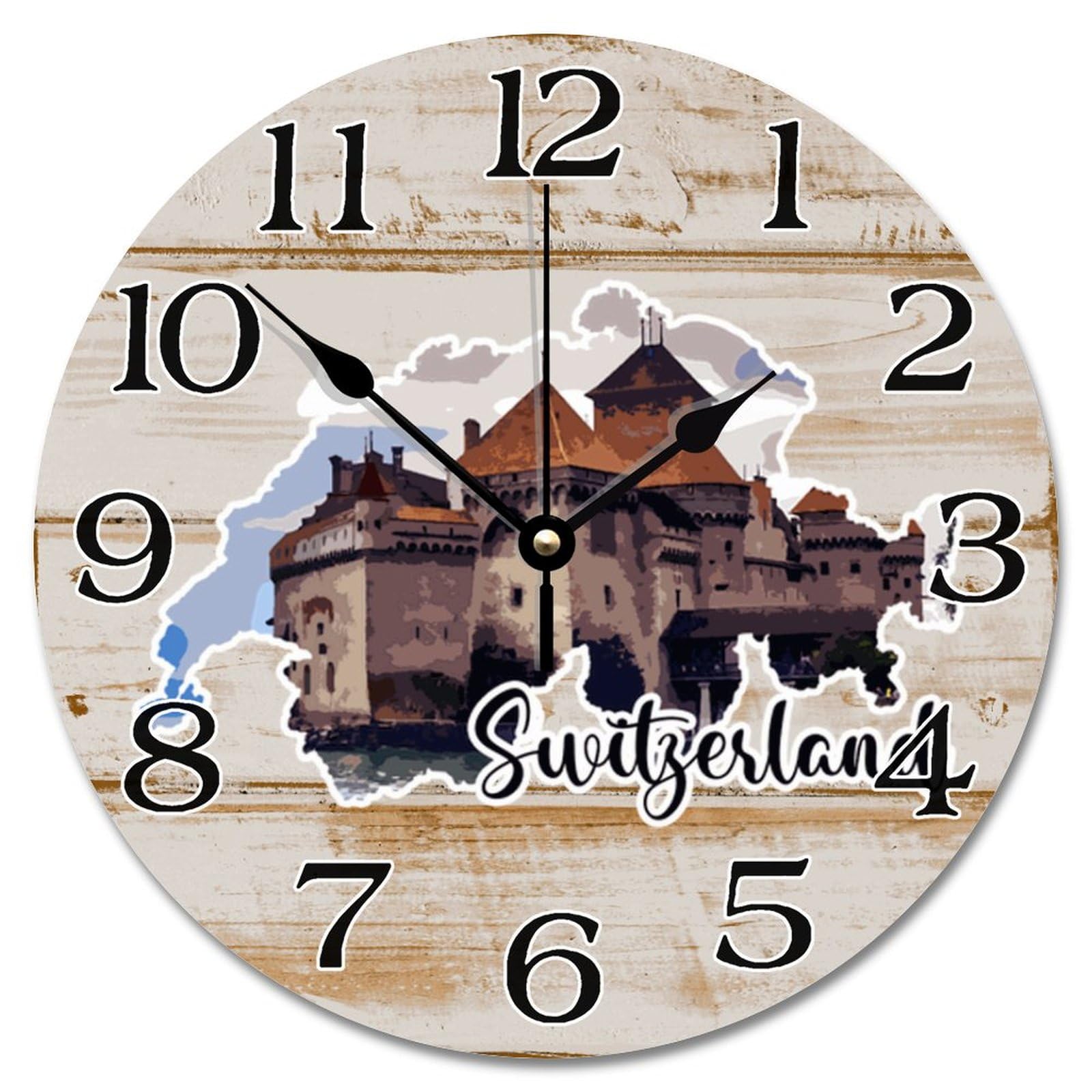 Horloge murale Suisse en bois de 30,5 cm, une décoration élégante pour salon