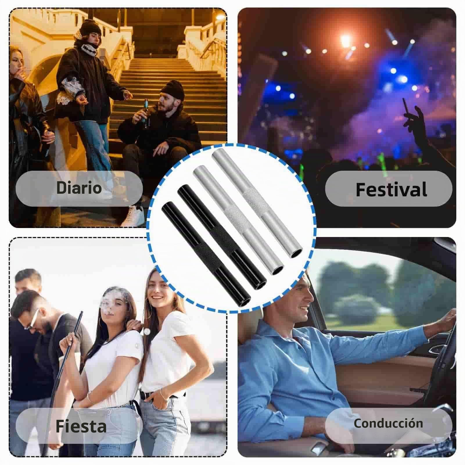 Juego de 4 pajitas de metal reutilizables de 7 cm, tubos de extracción de calidad prémium portátiles (2 negras y 2 plateadas)