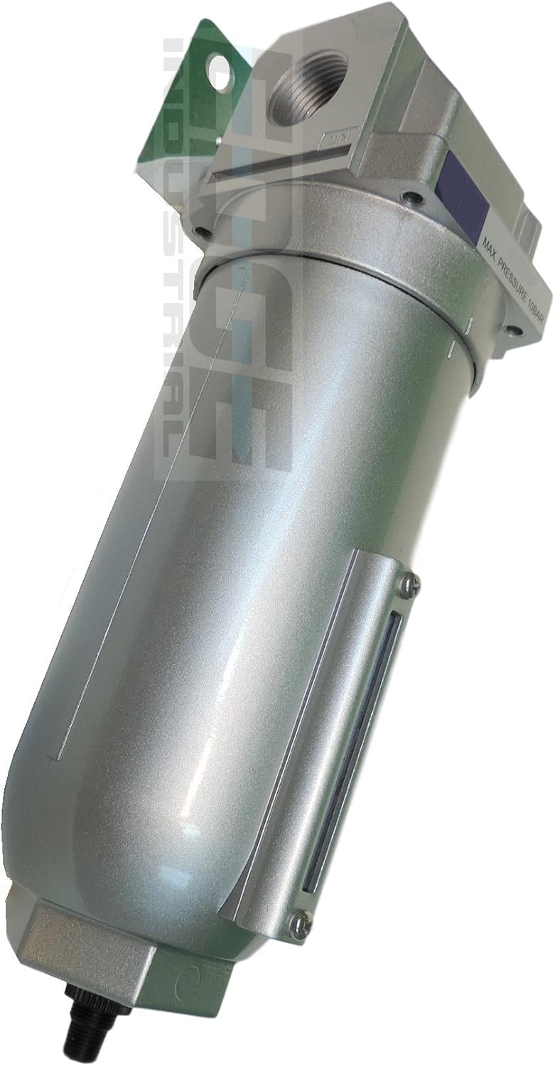 HEAVY DUTY HIGH FLOW COMPRESSED AIR INLINE PARTICULATE FILTER WITH 9OZ
