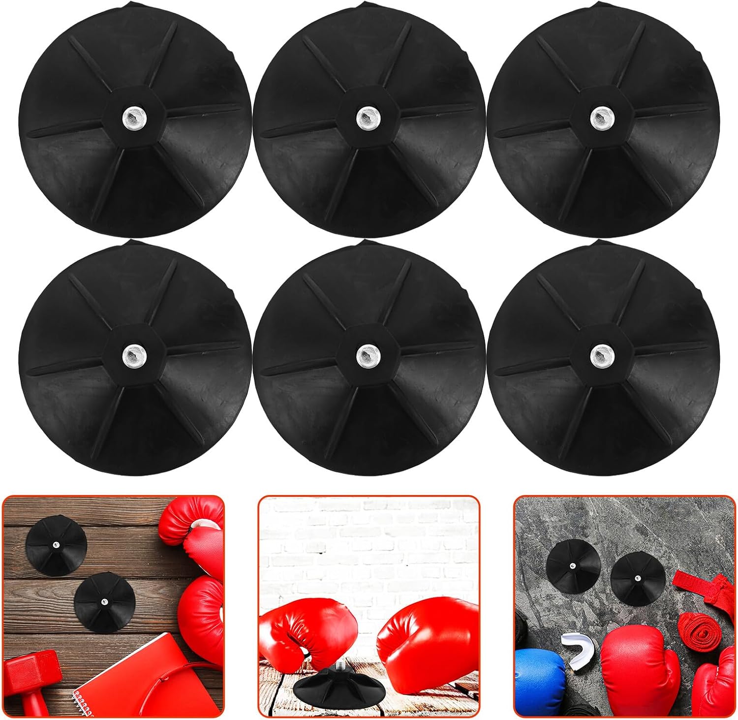 FRCOLOR 6pcs Boxing Bag Suction Cup Base Replacement with M8 Heavy-Duty Rubber Suction Cups for Freestanding Punching Bag Stability in Boxing Training Equipment
