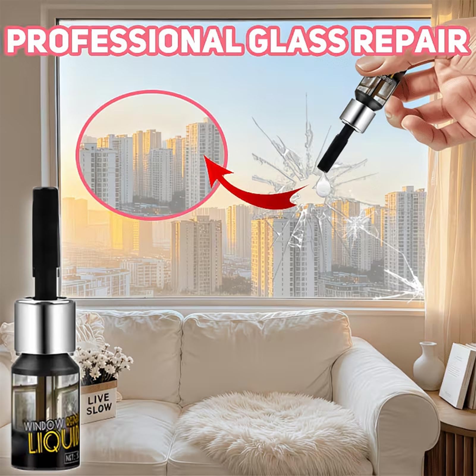 Glass Repair Liquid, 5ml Quick Dry Invisible Bonder, Transparent Adhesive Glass Crack Repair Solution for Car Mirrors Jewelry Crafts Furniture Phone DIY Home Auto Fix